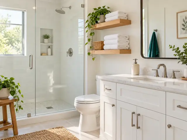 A bright guest bathroom with fresh towels prepared for the next stay
