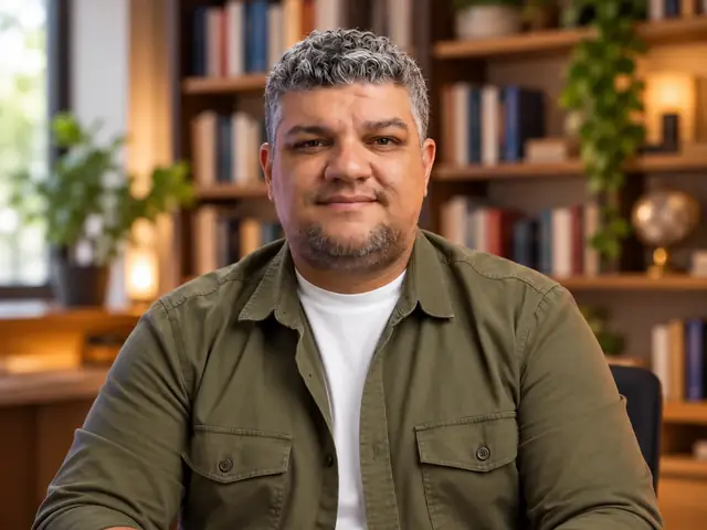 Portrait of Wenderson, SEO consultant, in a library setting.